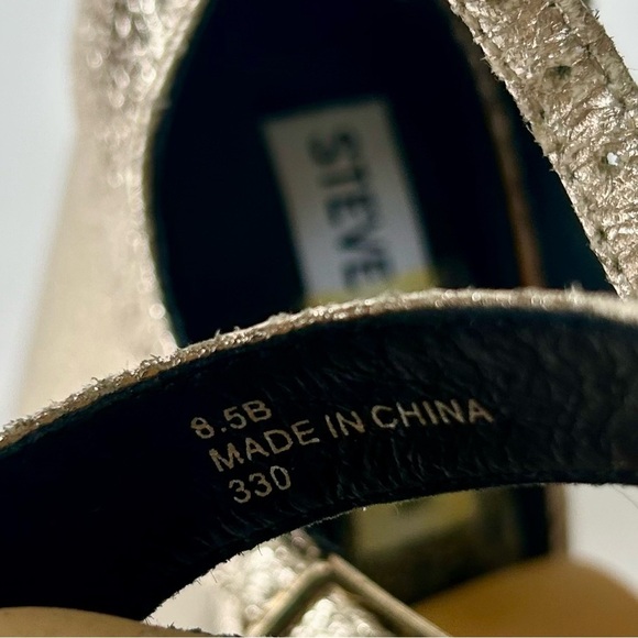 Steve Madden Parrson Metallic Gold Mary Jane Block Heel Pumps Sandals Size 8.5 - Picture 11 of 11